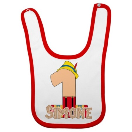 Bavaglino neonato personalizzato con nome festa a tema pinocchio Compleanno