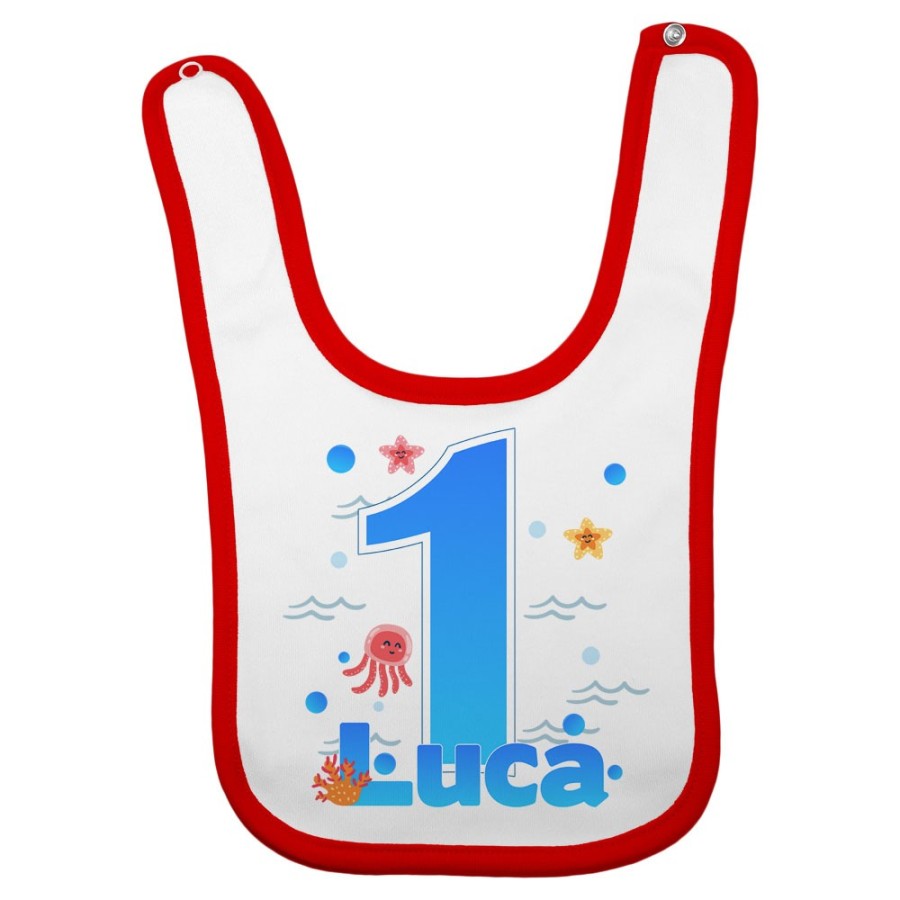 Bavaglino neonato personalizzato con nome festa a tema oceano Compleanno
