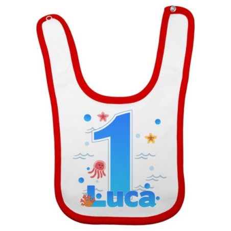 Bavaglino neonato personalizzato con nome festa a tema oceano Compleanno