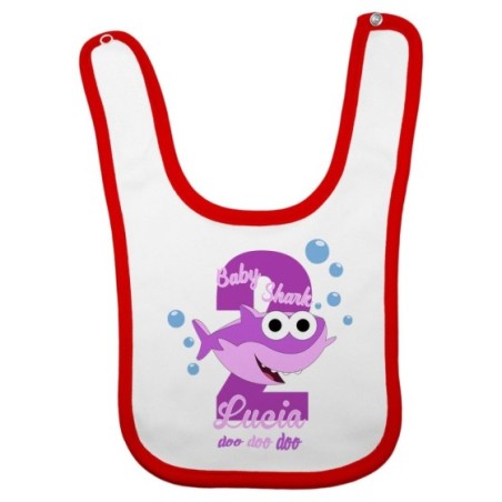 Bavaglino neonato personalizzato con nome festa a tema baby shark Compleanno