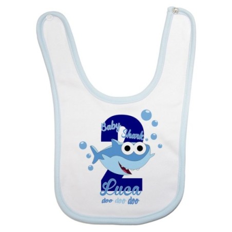 Bavaglino neonato personalizzato con nome festa a tema baby shark Compleanno