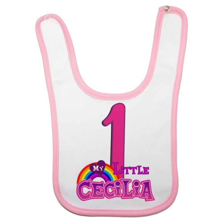 Bavaglino neonato personalizzato con nome festa a tema mini pony Compleanno