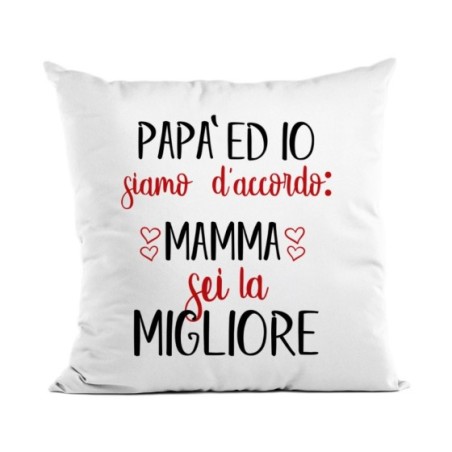 Cuscino papà ed io siamo d'accordo mamma sei la migliore