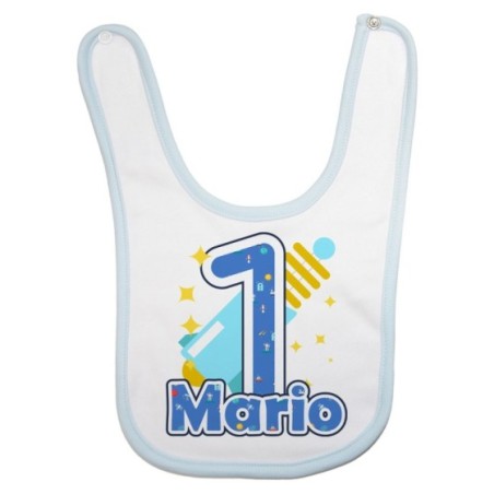 Bavaglino neonato personalizzato con nome festa a tema...