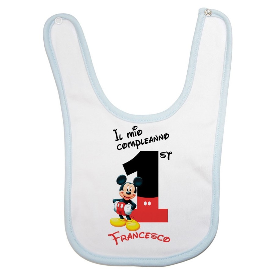 Bavaglino neonato personalizzato con nome festa a tema topolino Compleanno