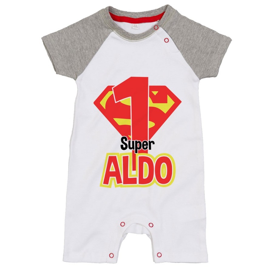 Pagliaccetto neonato personalizzato con nome festa a tema superman Compleanno