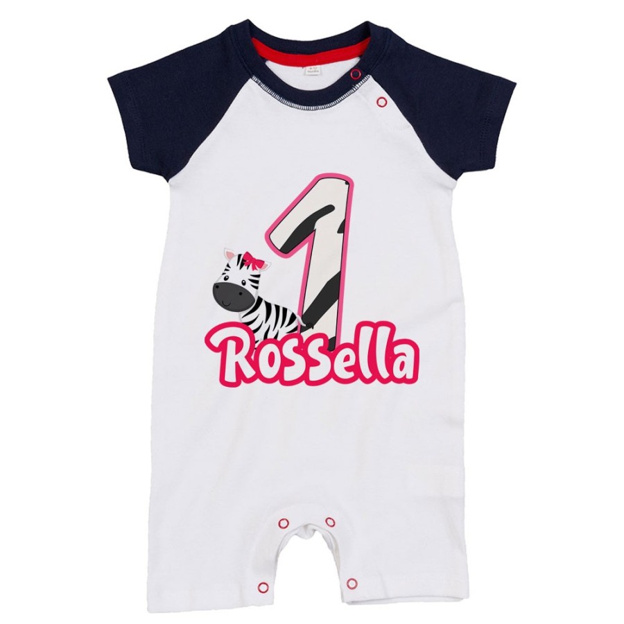 Pagliaccetto neonato personalizzato con nome festa a tema zebra Compleanno