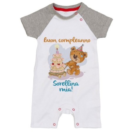 Pagliaccetto neonato buon compleanno sorellina mia Compleanno