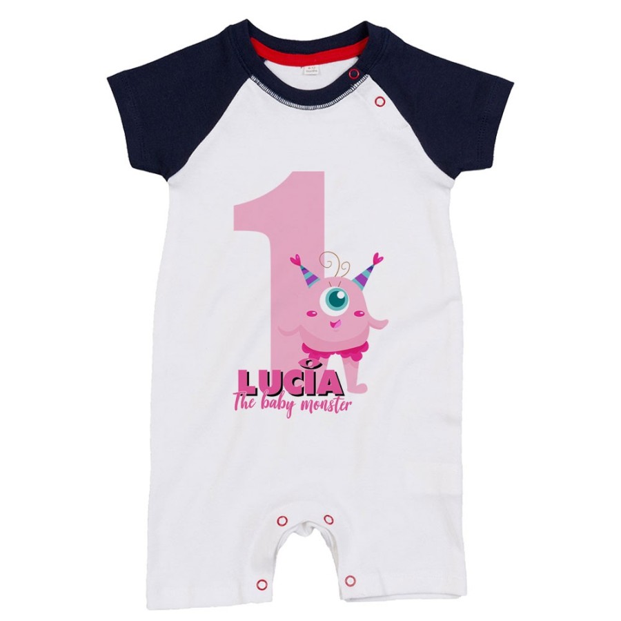 Pagliaccetto neonato personalizzato con nome festa a tema monster e co Compleanno