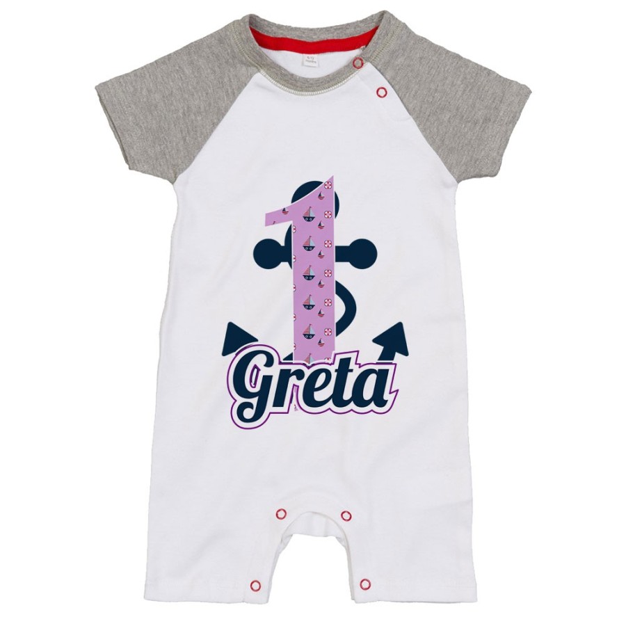 Pagliaccetto neonato personalizzato con nome festa a tema ancora Compleanno