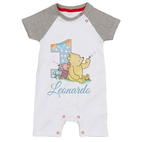 Pagliaccetto neonato personalizzato con nome festa a tema winnie the pooh Compleanno
