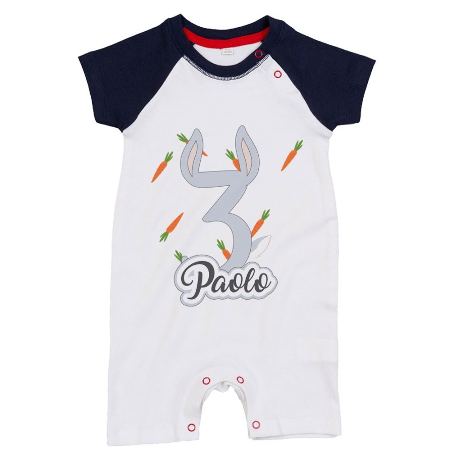Pagliaccetto neonato personalizzato con nome festa a tema bugs bunny Compleanno
