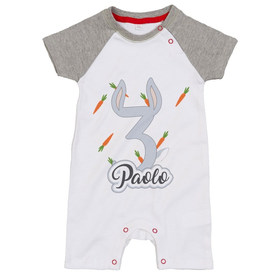 Pagliaccetto neonato personalizzato con nome festa a tema bugs bunny Compleanno