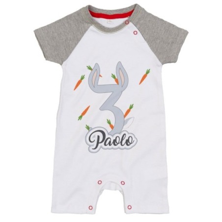 Pagliaccetto neonato personalizzato con nome festa a tema bugs bunny Compleanno