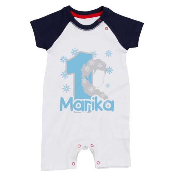 Pagliaccetto neonato personalizzato con nome festa a tema frozen elsa Compleanno