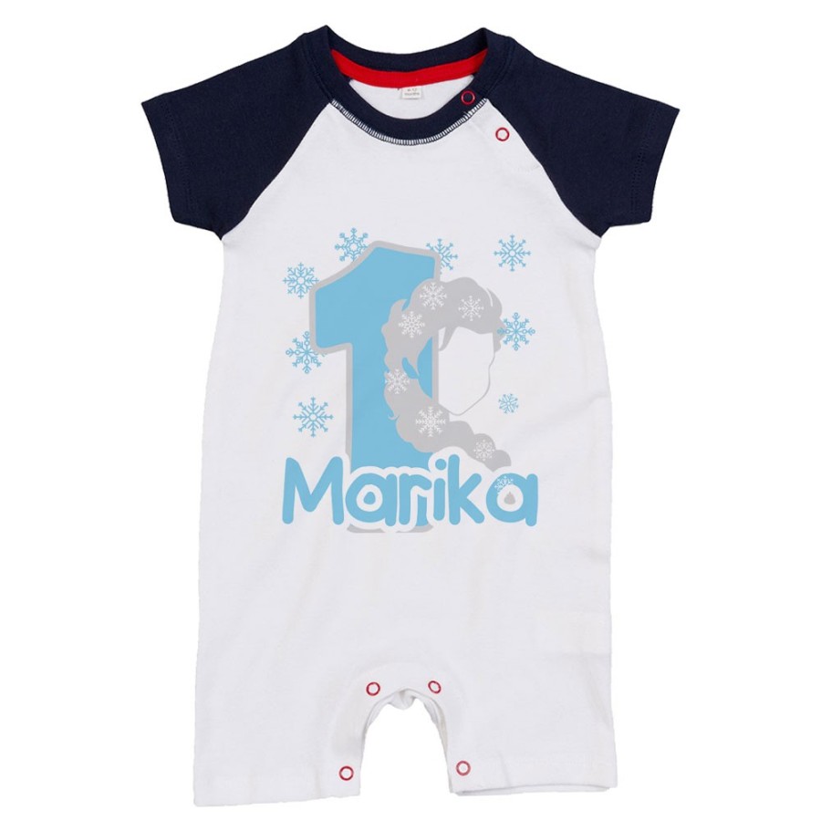 Pagliaccetto neonato personalizzato con nome festa a tema frozen elsa Compleanno