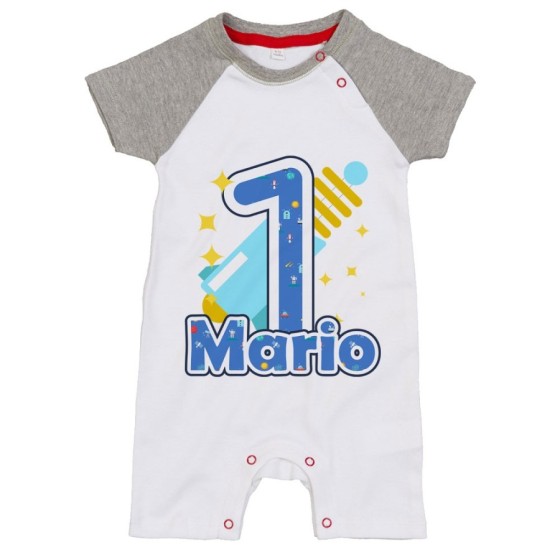 Pagliaccetto neonato personalizzato con nome festa a tema spaziale Compleanno