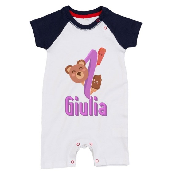 Pagliaccetto neonato personalizzato con nome festa a tema gelato Compleanno