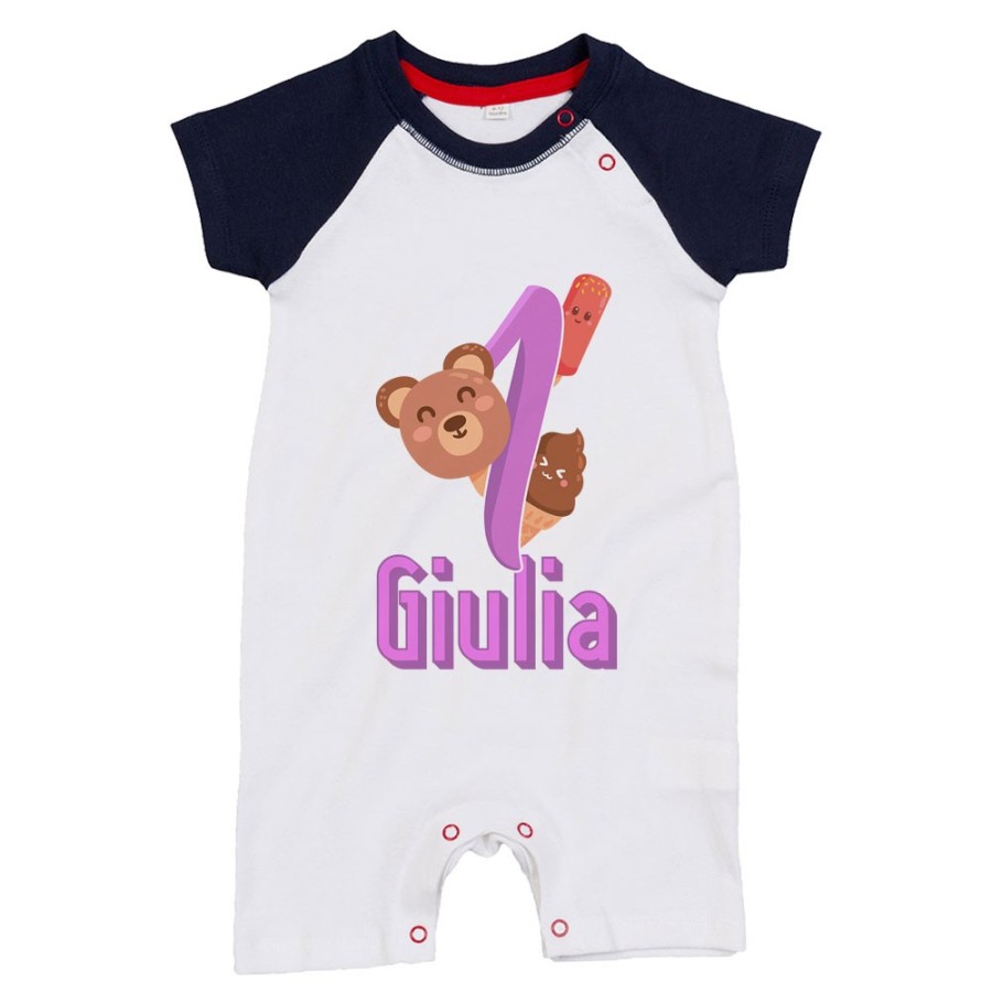 Pagliaccetto neonato personalizzato con nome festa a tema gelato Compleanno