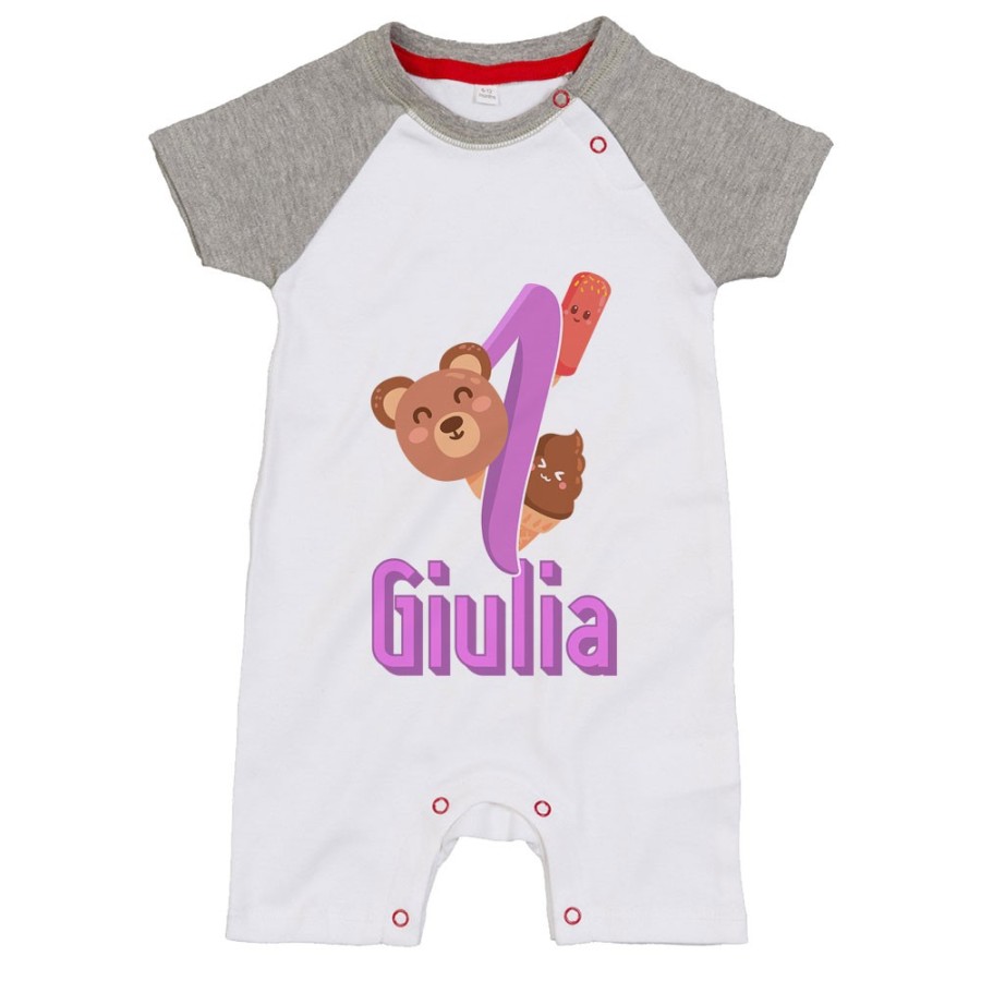 Pagliaccetto neonato personalizzato con nome festa a tema gelato Compleanno