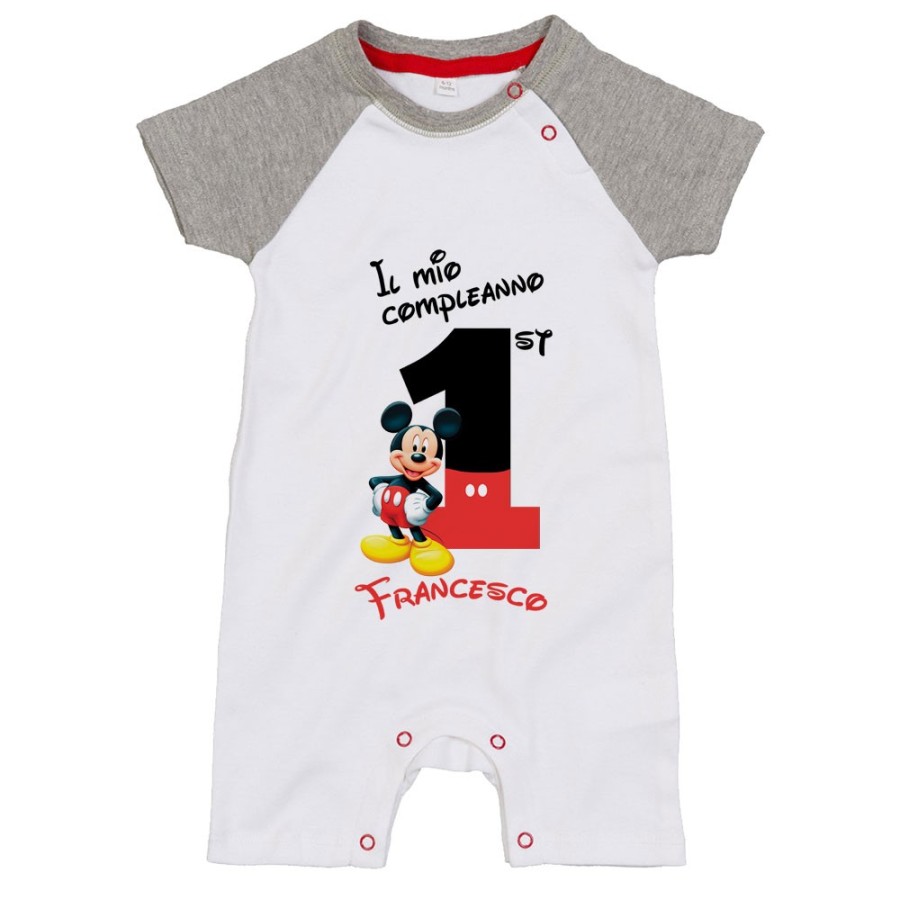 Pagliaccetto neonato personalizzato con nome festa a tema topolino Compleanno