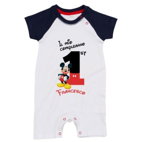 Pagliaccetto neonato personalizzato con nome festa a tema topolino Compleanno
