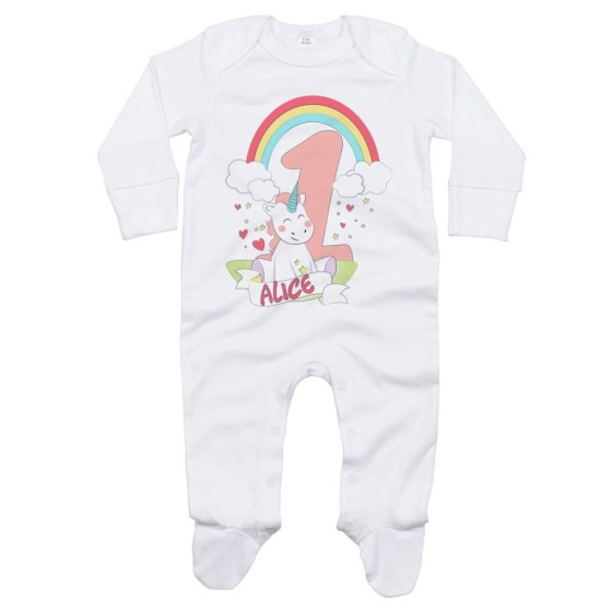 Tutina neonato personalizzata con nome festa a tema unicorno Compleanno