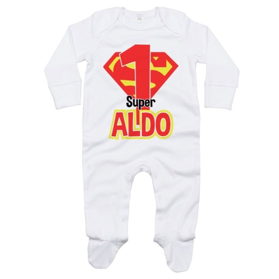 Tutina neonato personalizzata con nome festa a tema superman Compleanno
