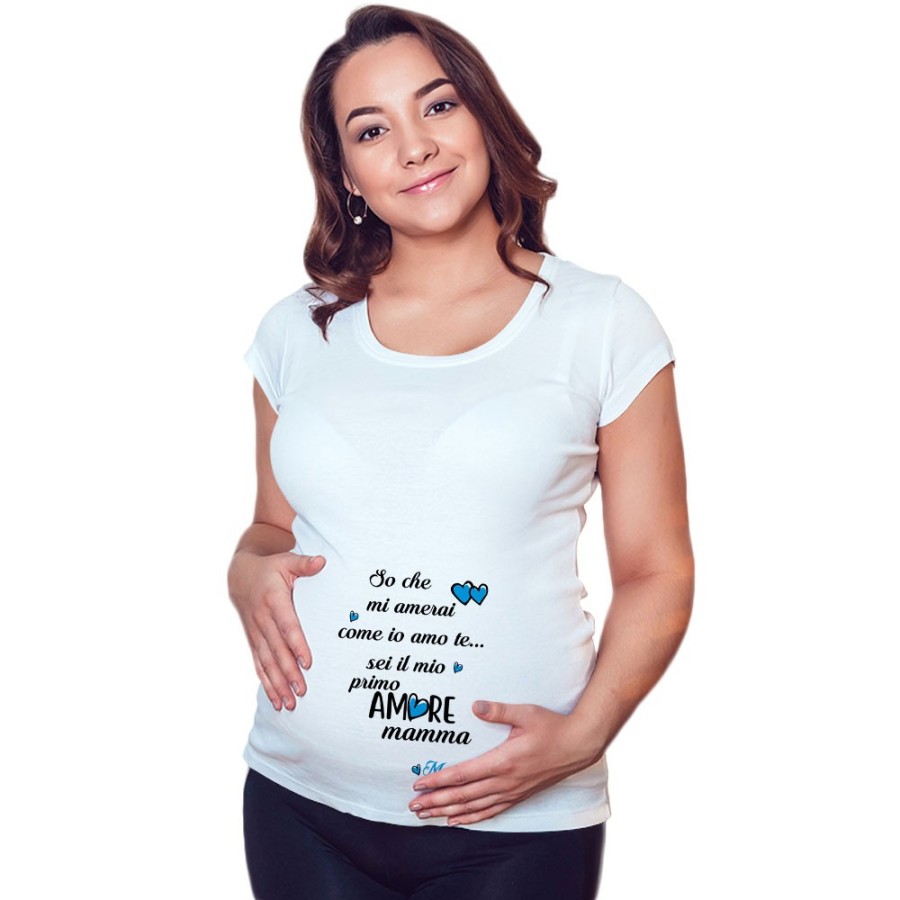 Maglia premaman personalizzata con nome so che mi amerai come io amo te sei il mio primo amore mamma Per la mamma