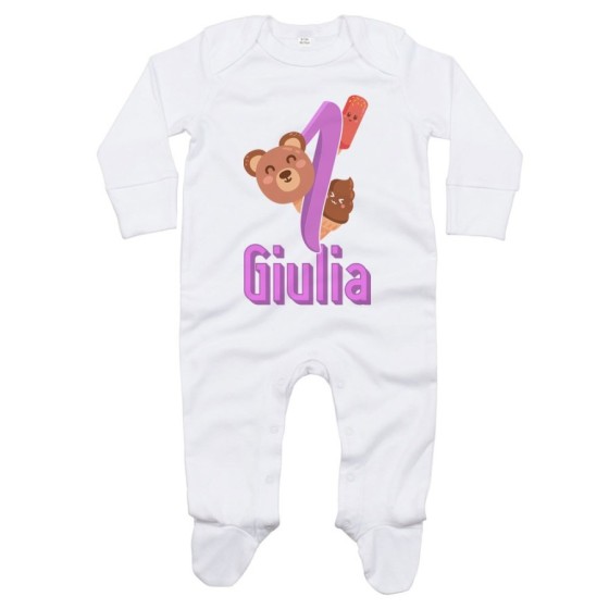 Tutina neonato personalizzata con nome festa a tema gelato Compleanno