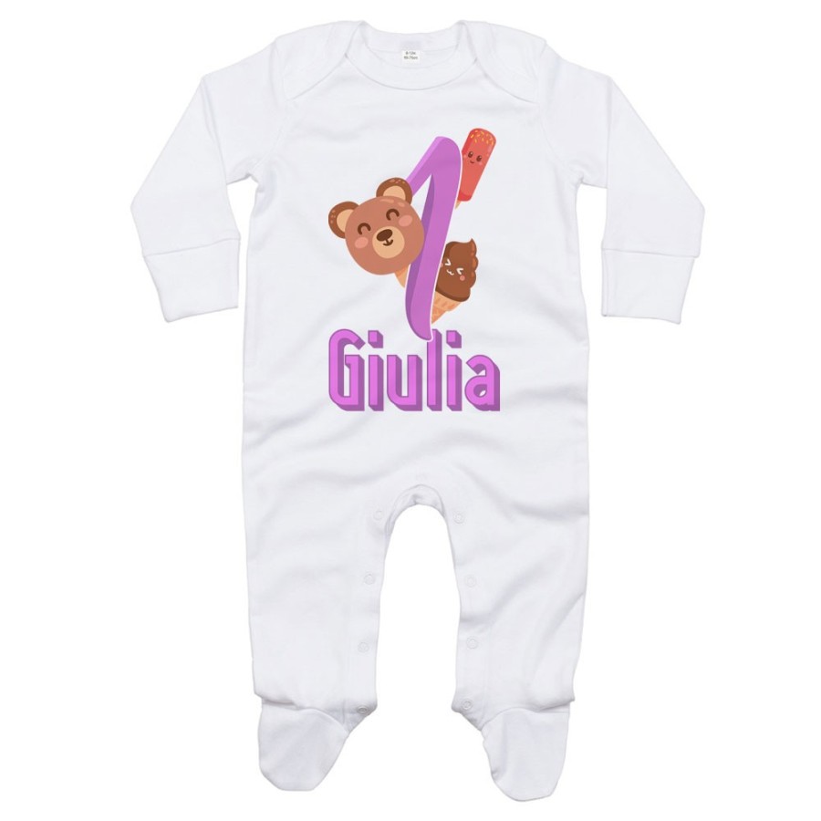 Tutina neonato personalizzata con nome festa a tema gelato Compleanno