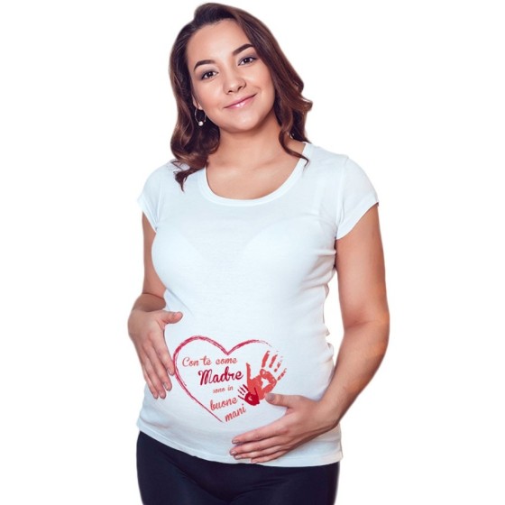 Maglia premaman con te come madre sono in buone mani Per la mamma