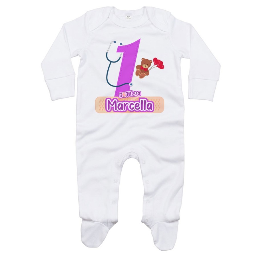 Tutina neonato personalizzata con nome festa a tema dottoressa peluche Compleanno