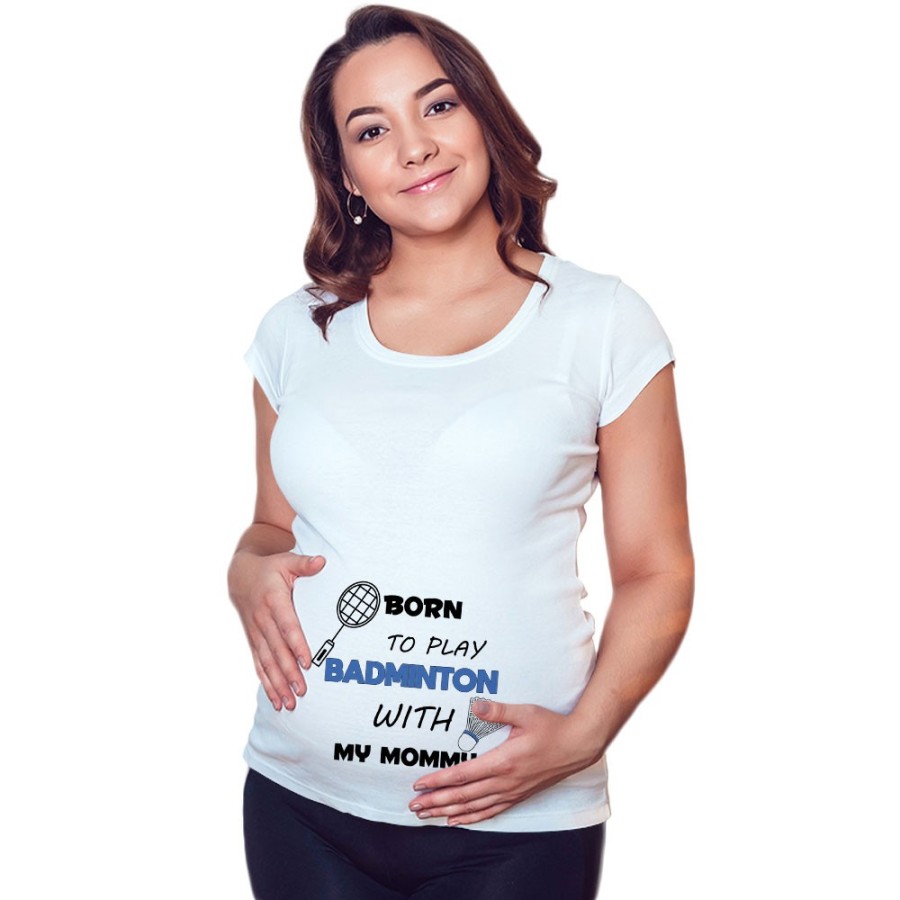 Maglia premaman born to play badminton with my mommy Per la mamma