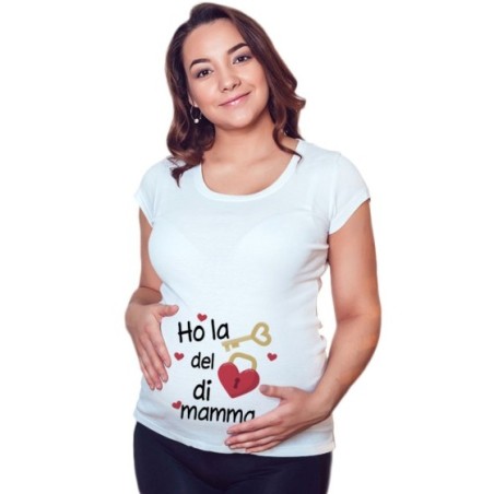Maglia premaman ho la chiave del cuore di mamma