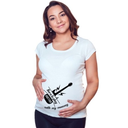 Maglia premaman born to play guitar with my mommy Per la mamma