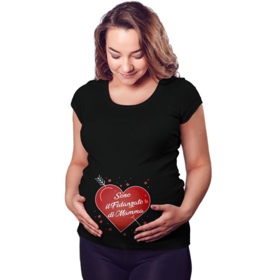 Maglia premaman sono il fidanzato di mamma con cuori Per la mamma