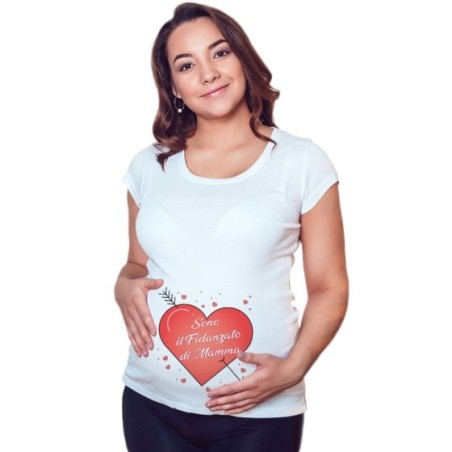 Maglia premaman sono il fidanzato di mamma con cuori Per la mamma