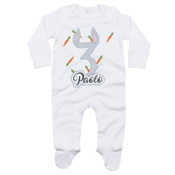 Tutina neonato personalizzata con nome festa a tema bugs bunny Compleanno