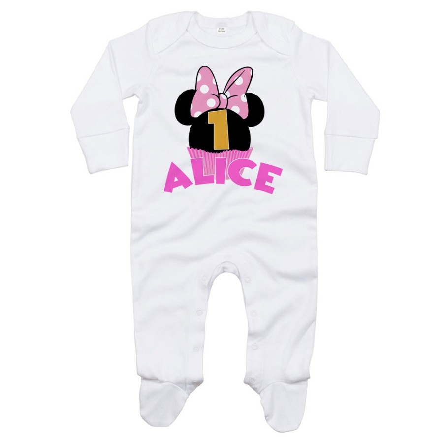 Tutina neonato personalizzata con nome festa a tema minnie cupcake Compleanno