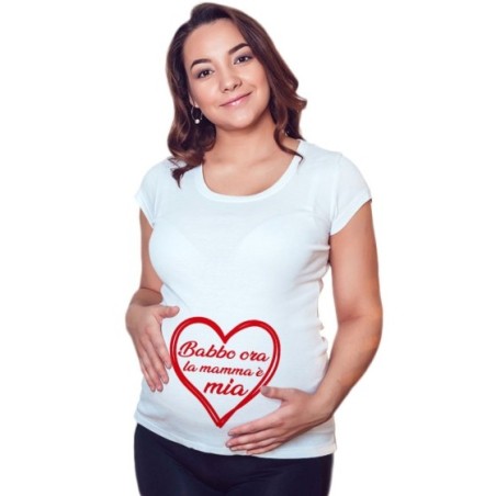 Maglia premaman mamma ora babbo è mio