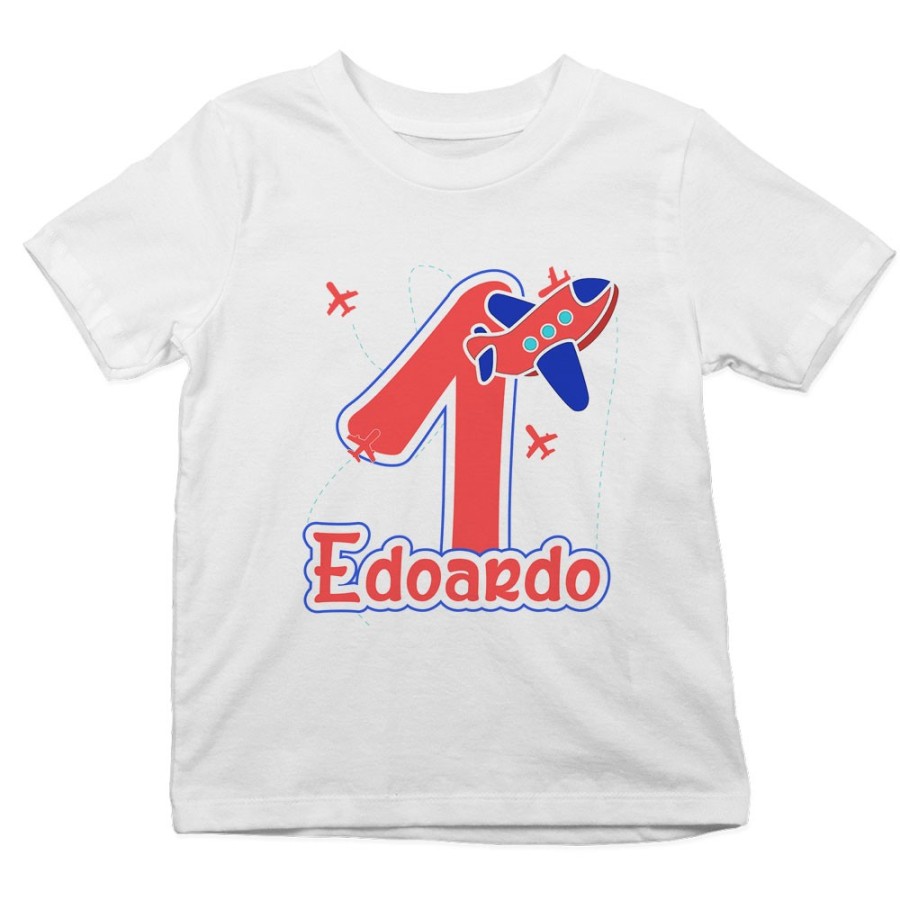 T-shirt bambino personalizzata con nome festa a tema aereoplanini Compleanno