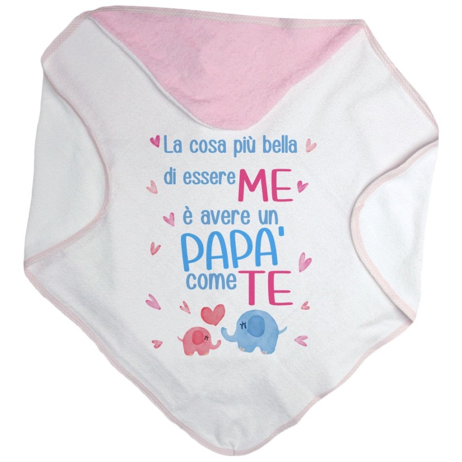 Accappatoio neonato la cosa più bella di essere me è avere un papà come te con elefantini Per il papà