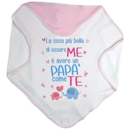 Accappatoio neonato la cosa più bella di essere me è avere un papà come te con elefantini Per il papà