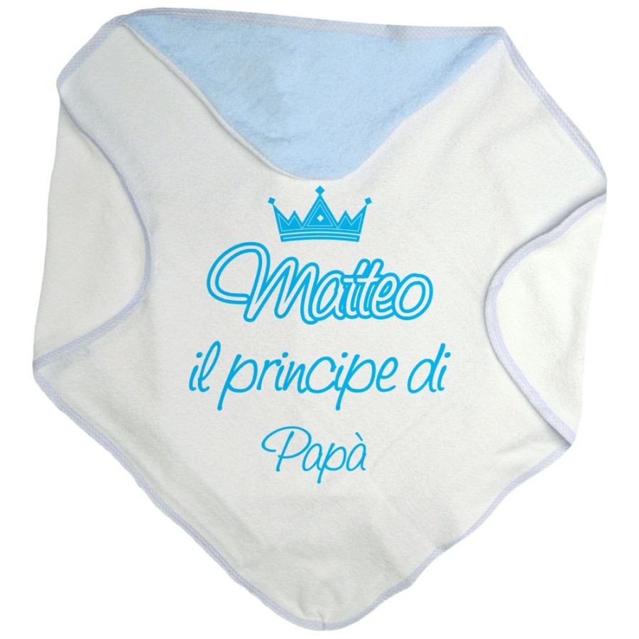 Accappatoio neonato personalizzato con nome il principe la principessa di papà e corona Per il papà