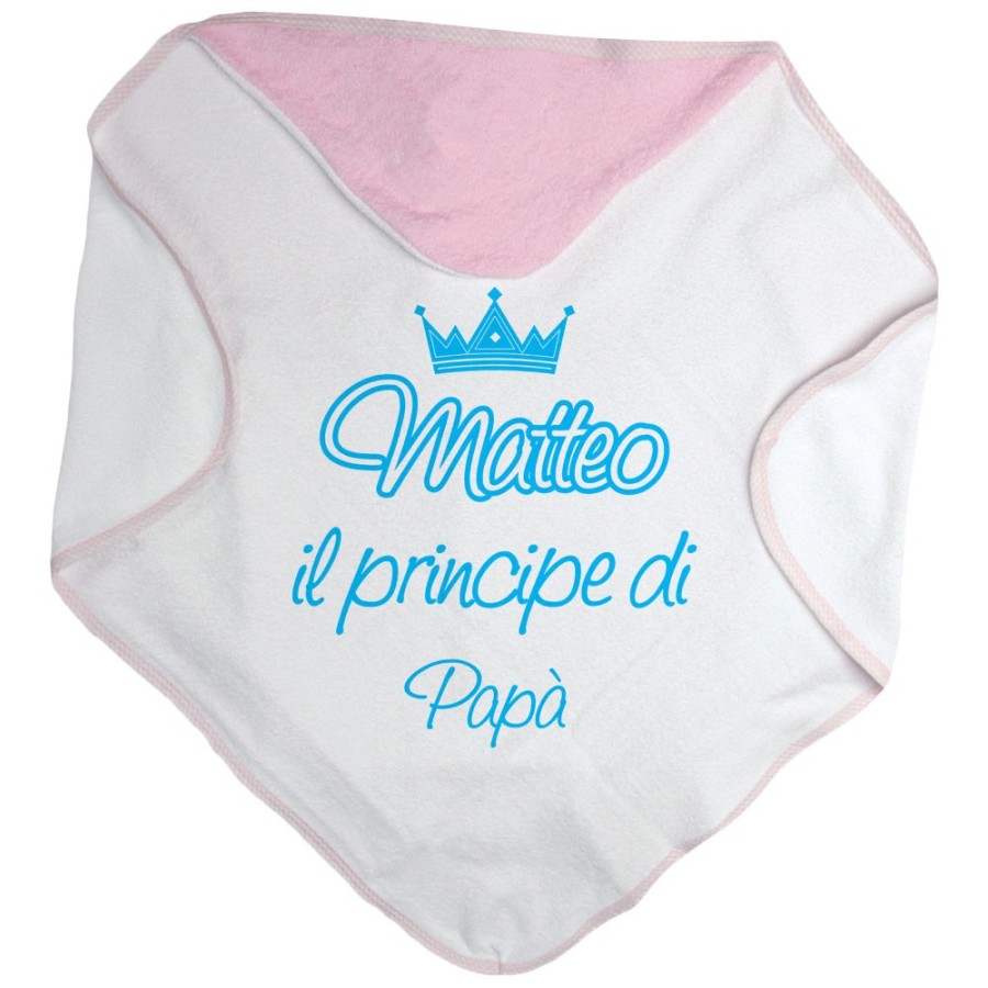 Accappatoio neonato personalizzato con nome il principe la principessa di papà e corona Per il papà