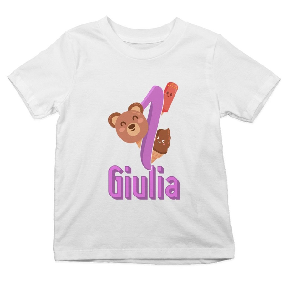 T-shirt bambino personalizzata con nome festa a tema gelato Compleanno