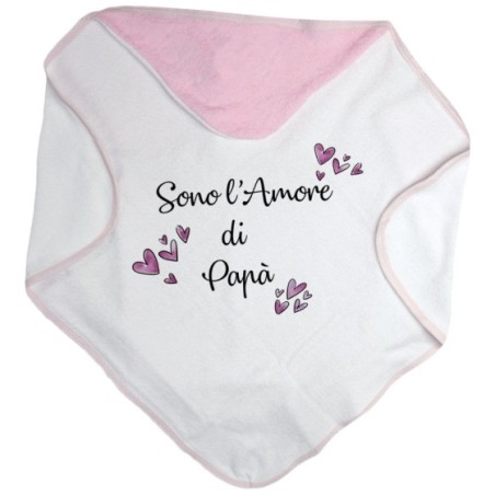 Accappatoio neonato sono l'amore di papà cuori watercolor