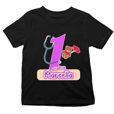 T-shirt bambino personalizzata con nome festa a tema dottoressa peluche Compleanno