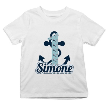 T-shirt bambino personalizzata con nome festa a tema ancora Compleanno